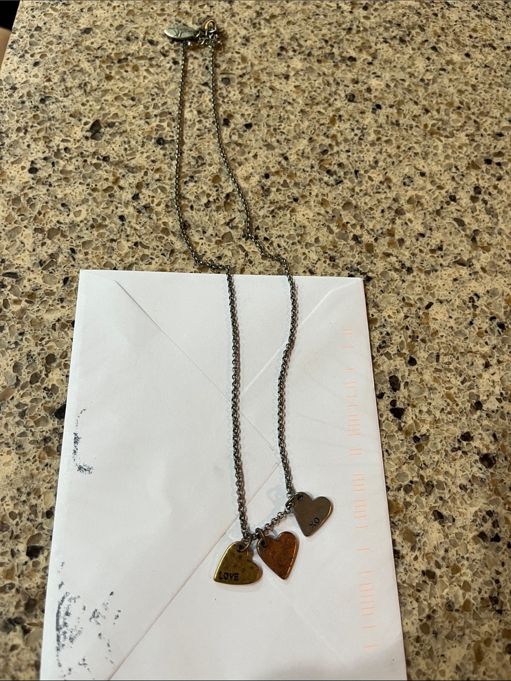 Triple Heart Pendant Necklace in Antiqued Silver Tone by Thirty One